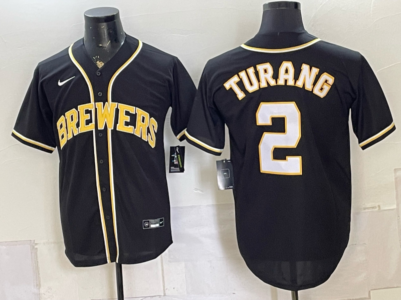 Men 2026 Milwaukee Brewers #2 Turang black Game Nike MLB Jersey 0804001